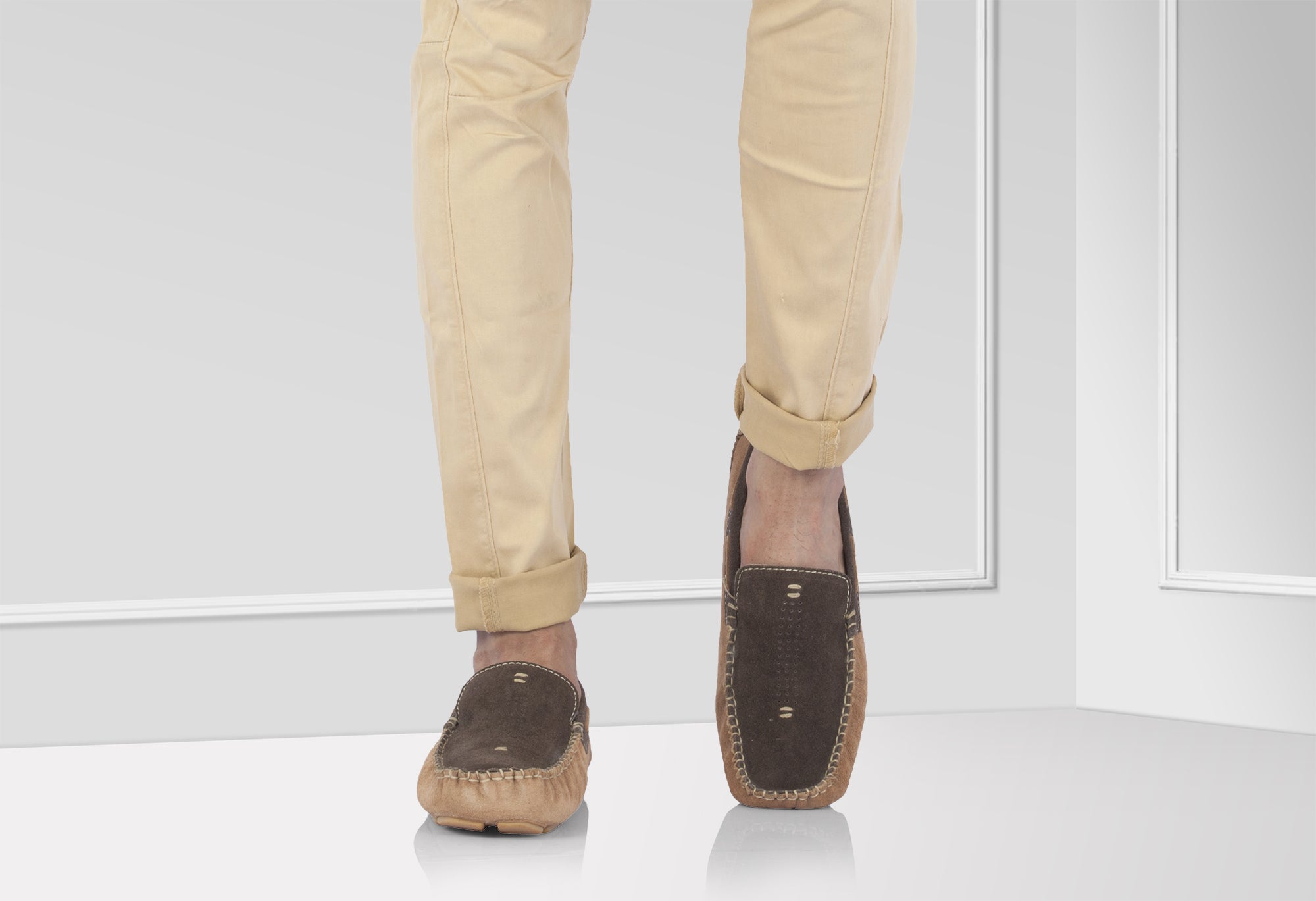 Pure Leather Tan Chocolate Driving Shoes - STN2311TWNBRW - Showcase Image 2