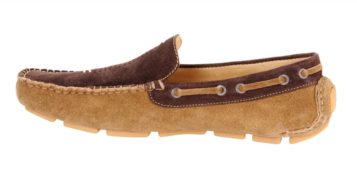Pure Leather Tan Chocolate Driving Shoes - STN2311TWNBRW