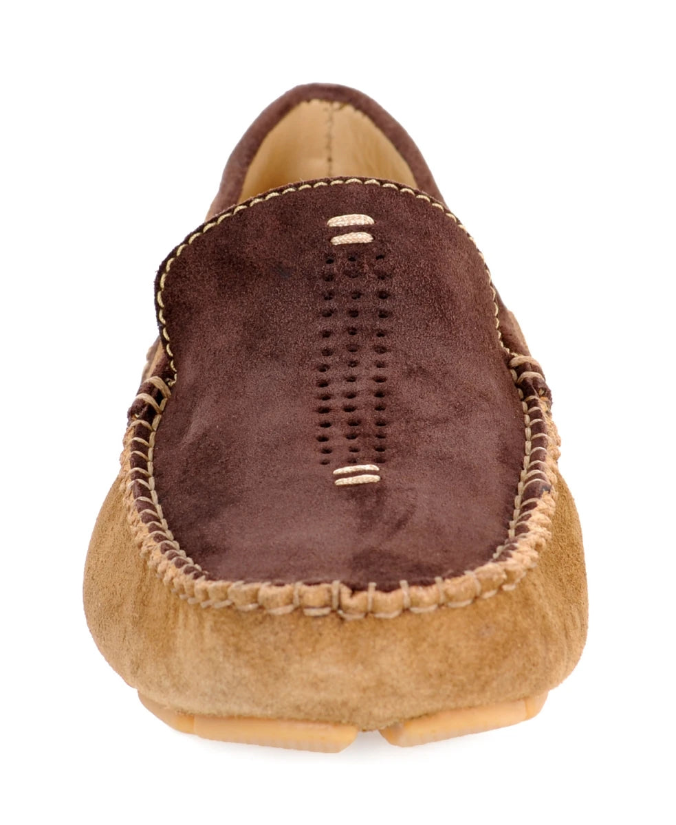 Pure Leather Tan Chocolate Driving Shoes - STN2311TWNBRW