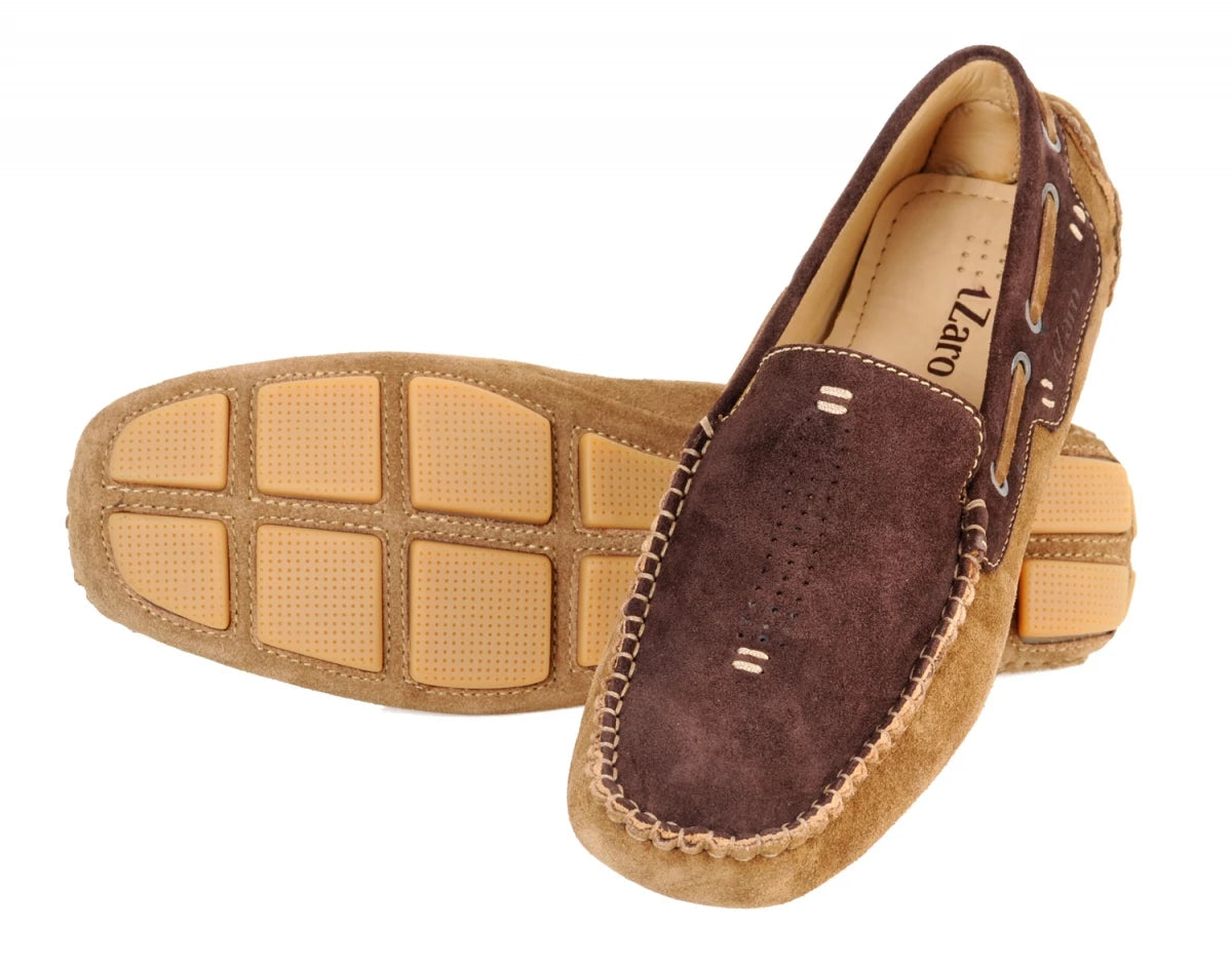 Pure Leather Tan Chocolate Driving Shoes - STN2311TWNBRW