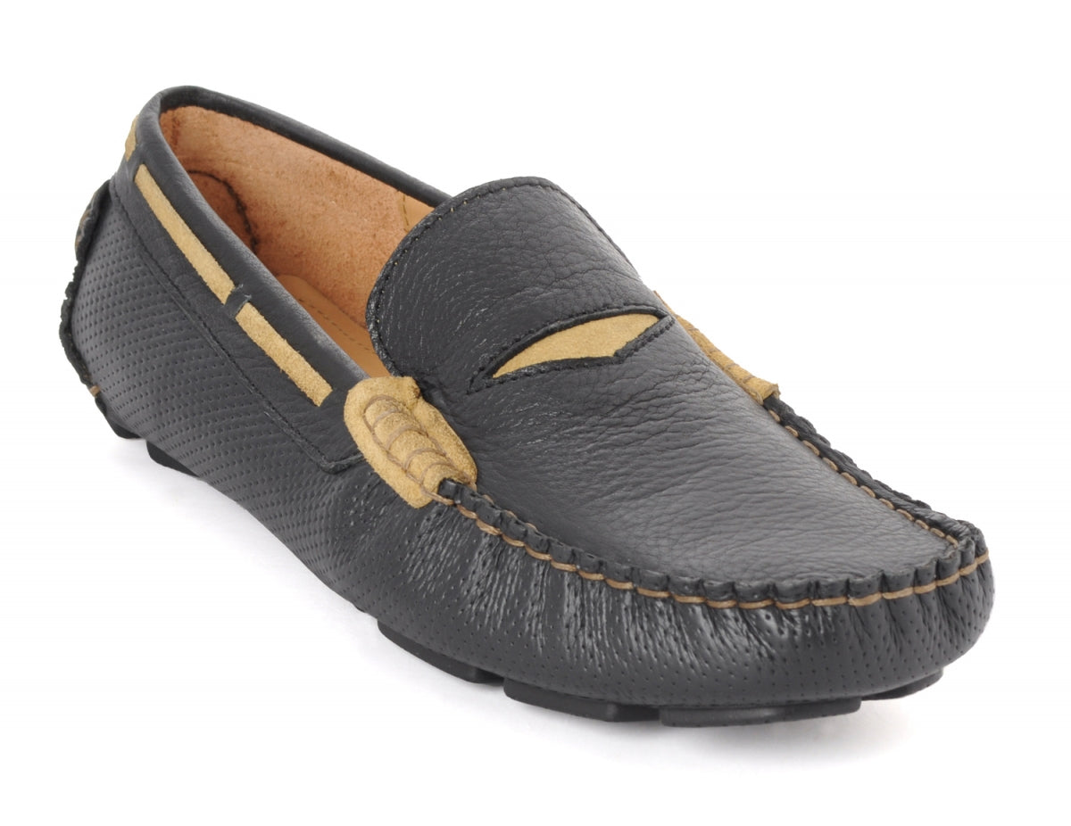 Black Genuine Leather Driving Shoes for Men's Online