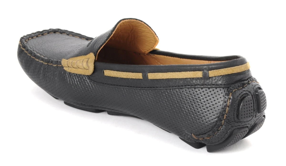 Pure Leather Black Driving Shoes - STN2314PerBlk