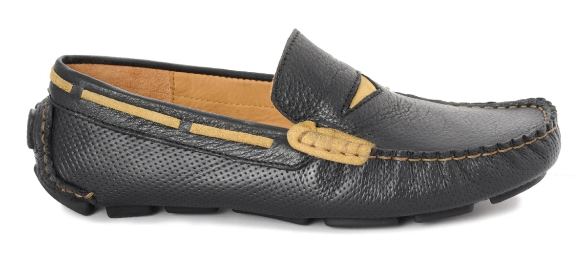 Pure Leather Black Driving Shoes - STN2314PerBlk