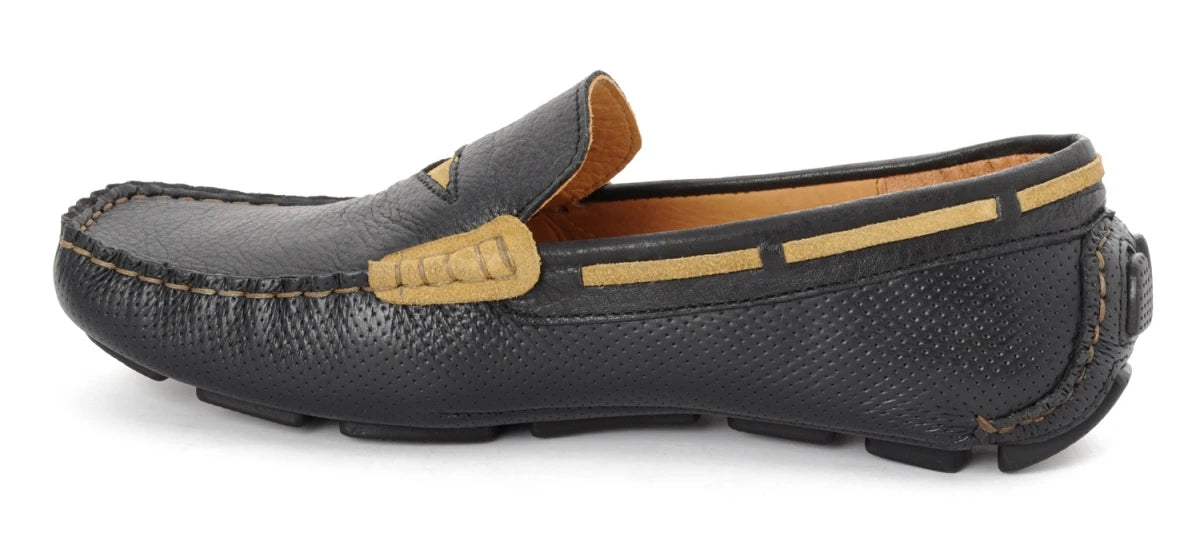 Pure Leather Black Driving Shoes - STN2314PerBlk