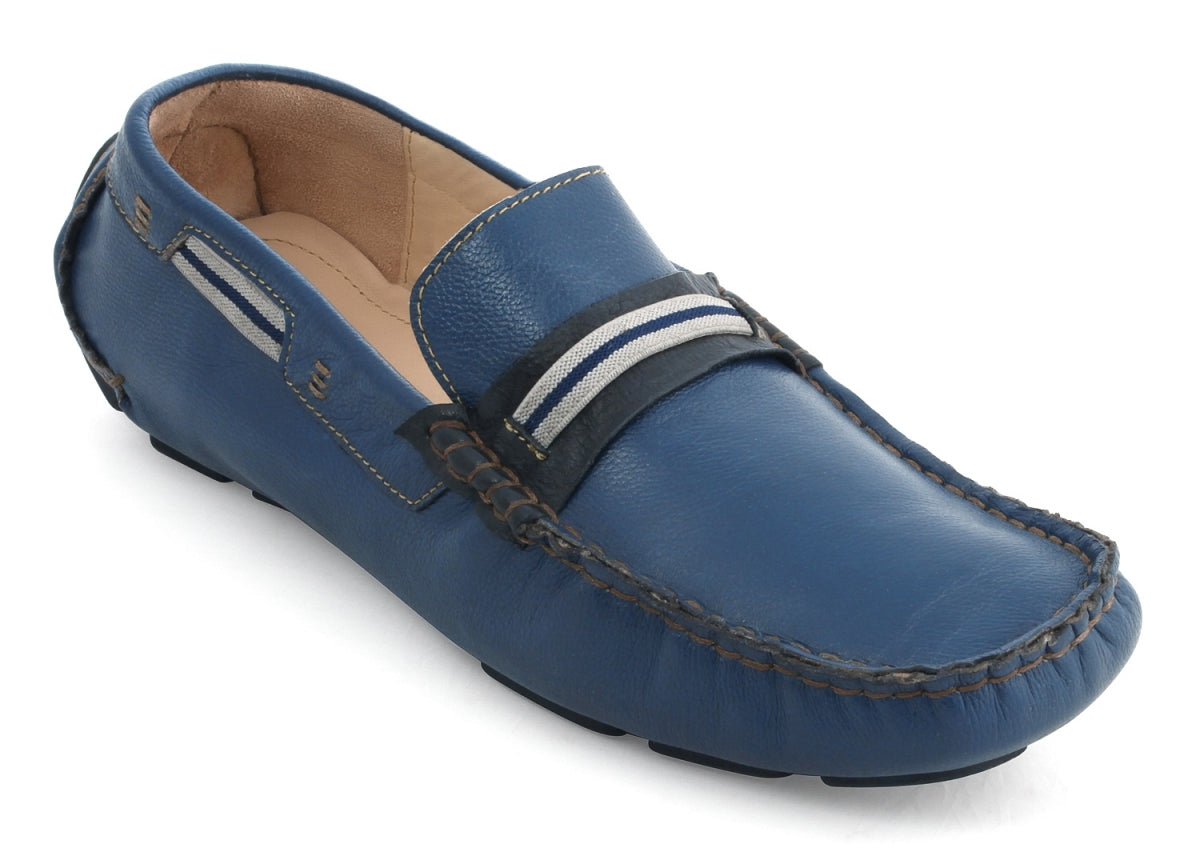 Blue Leather Driving Shoes for Men Online