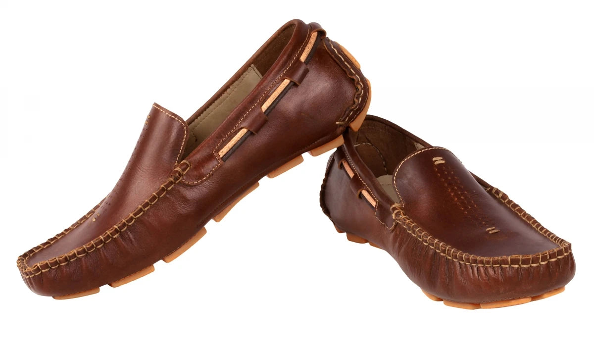 TZARO Pure Leather Tan Color Driving Shoes - STN23167GILL