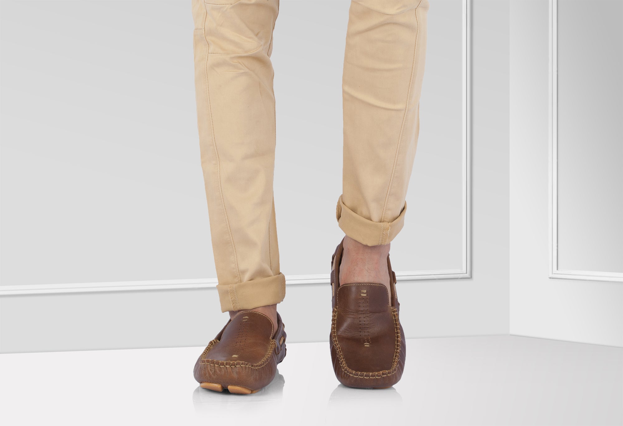 TZARO Pure Leather Tan Color Driving Shoes - STN23167GILL - Showcase Image 1