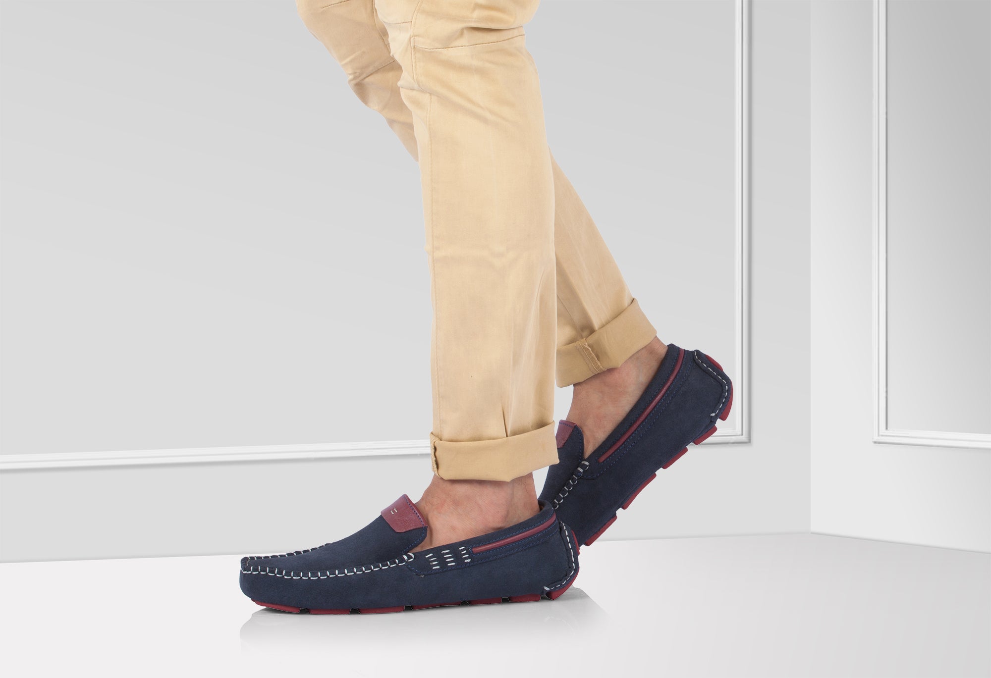 Pure Leather Navy Blue Driving Shoes - STN2321BLUSUD - Showcase Image 2