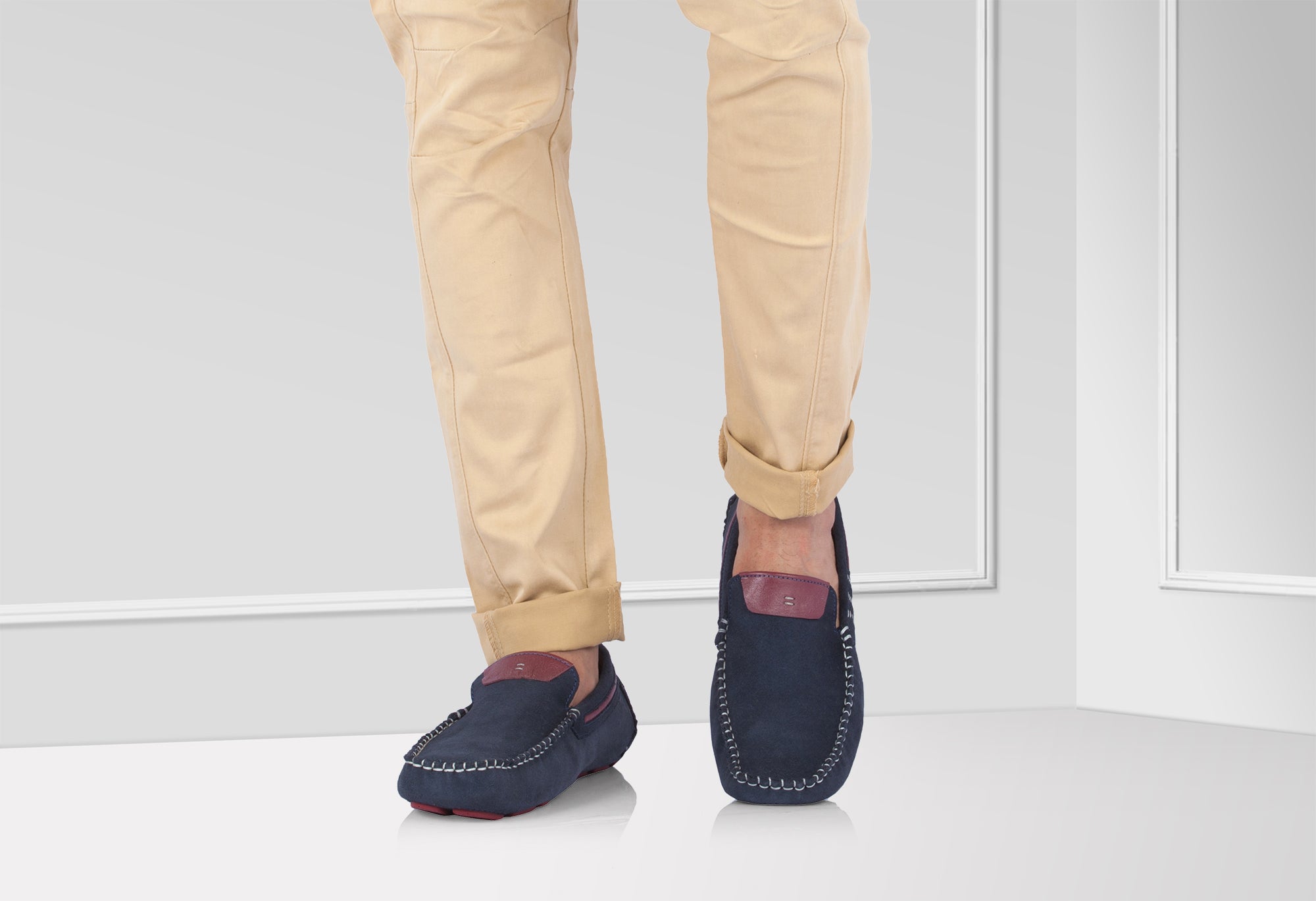 Pure Leather Navy Blue Driving Shoes - STN2321BLUSUD - Showcase Image 1