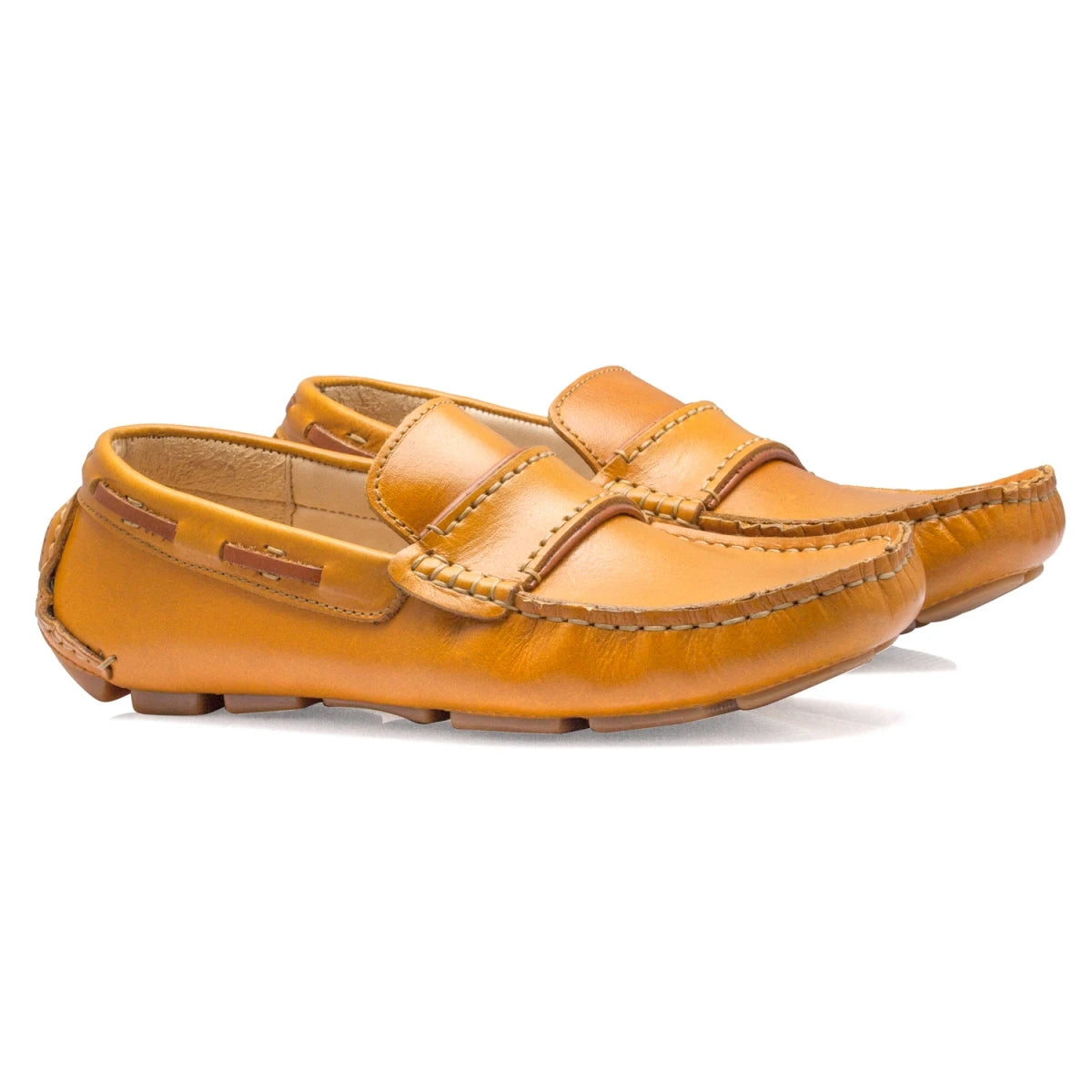 Pure Leather Light Tan Driving Shoes - STN2323TZCRN5