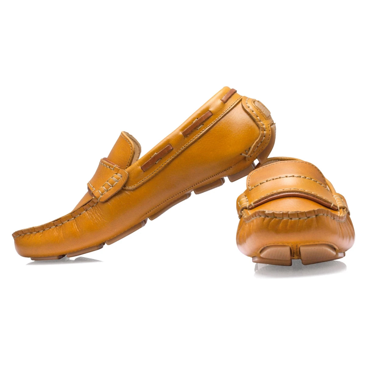 Pure Leather Light Tan Driving Shoes - STN2323TZCRN5