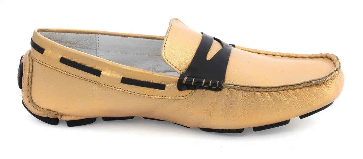 Pure Leather Gold Driving Shoes - STN2329Gold