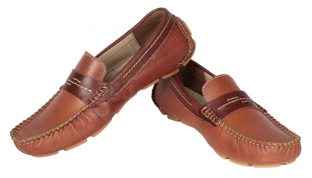 Pure Leather Tan Brown Driving Shoes - STN2330Morse
