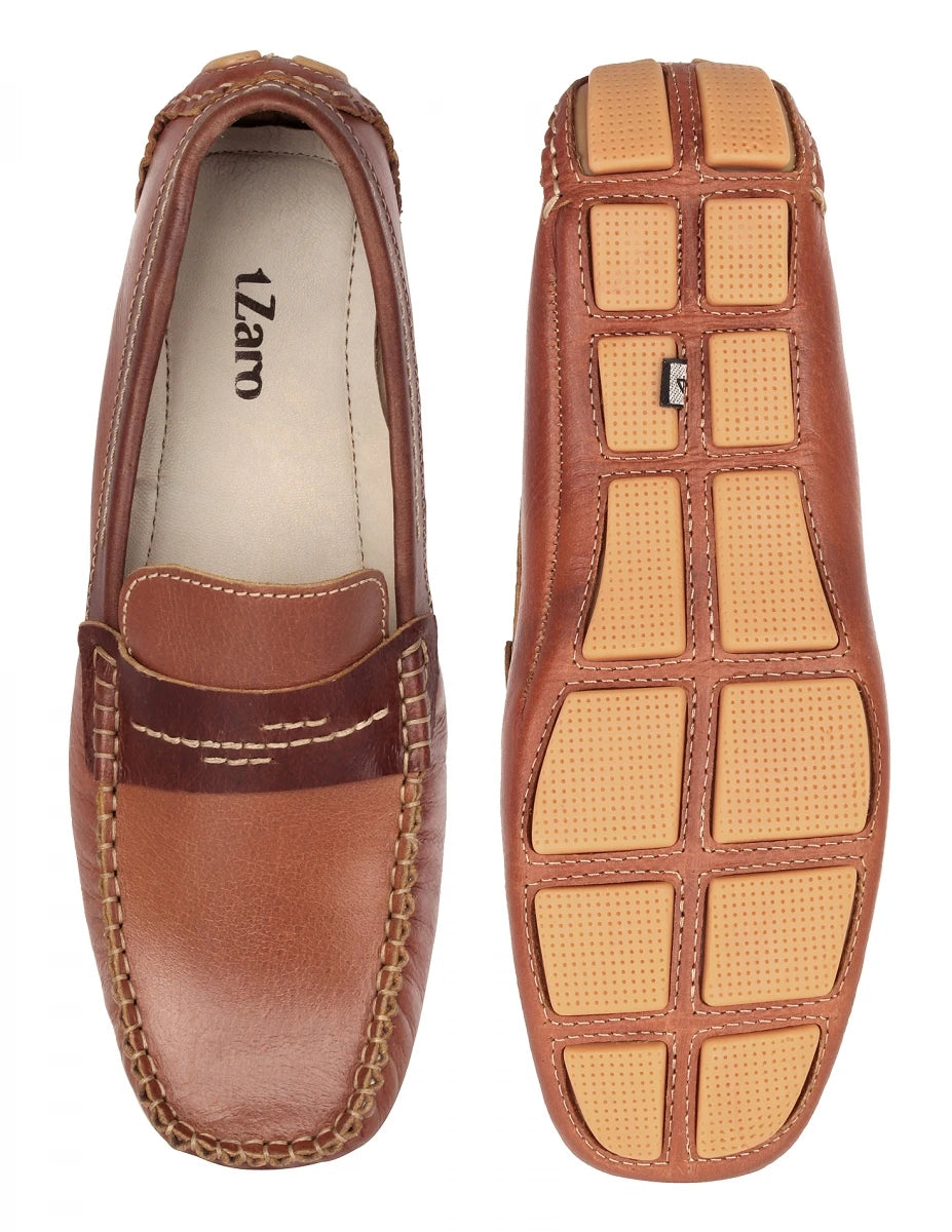 Pure Leather Tan Brown Driving Shoes - STN2330Morse