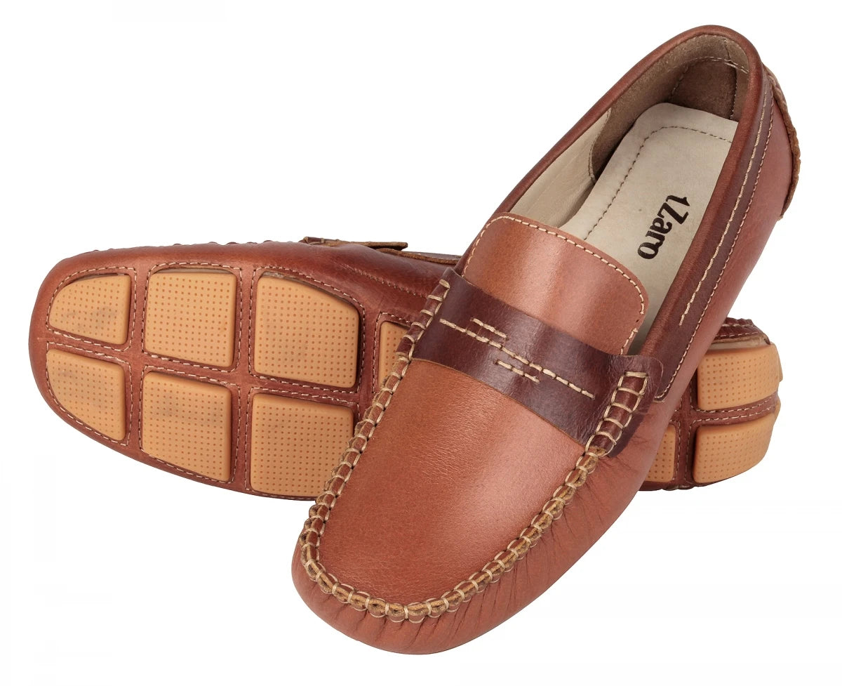 Pure Leather Tan Brown Driving Shoes - STN2330Morse