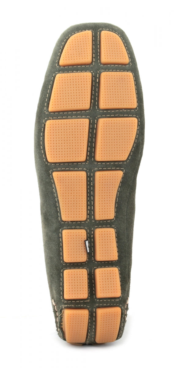 TZARO Genuine Leather Dark Green Driving Shoes - STN2333SDGRN