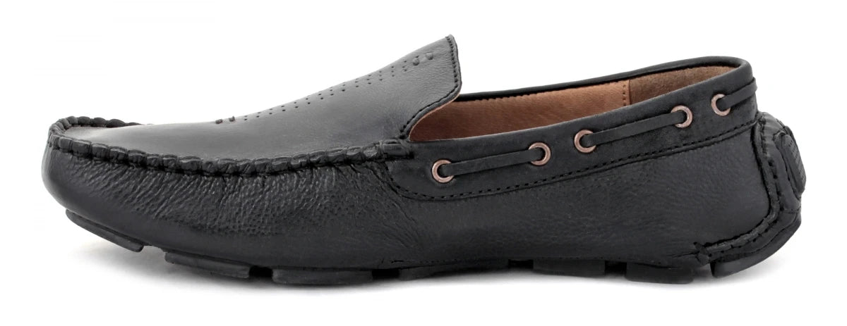 TZARO Black Leather Driving Shoes - STN2334BLKND
