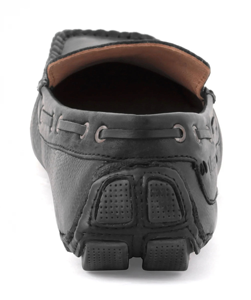 TZARO Black Leather Driving Shoes - STN2334BLKND