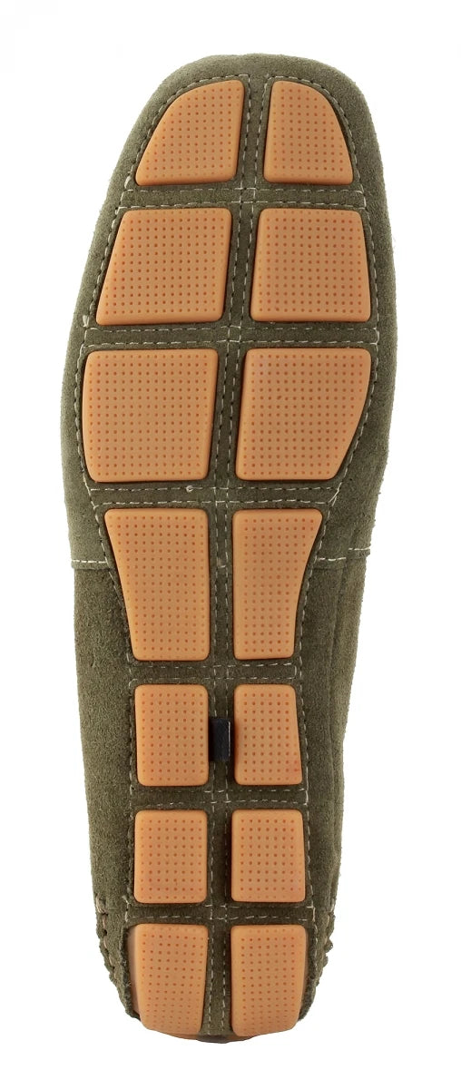 Genuine Leather Olive Green Driving Shoes - STN2337GRNTAN