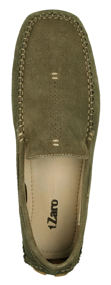 Olive Green Driving Shoes Made With Olive Color Suede Leather - STN2346OLV07