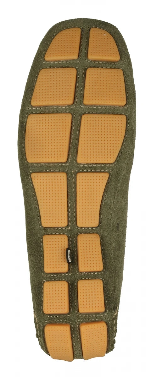 Olive Green Driving Shoes Made With Olive Color Suede Leather - STN2346OLV07