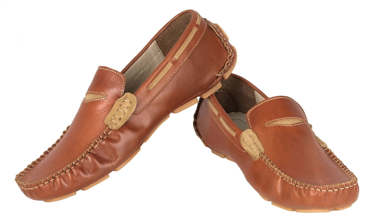 Pure Leather Tan Color Driving Shoes - STN2347TN14