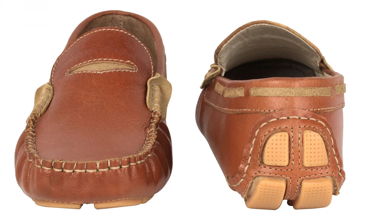Pure Leather Tan Color Driving Shoes - STN2347TN14