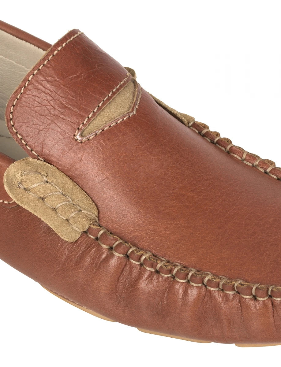 Pure Leather Tan Color Driving Shoes - STN2347TN14