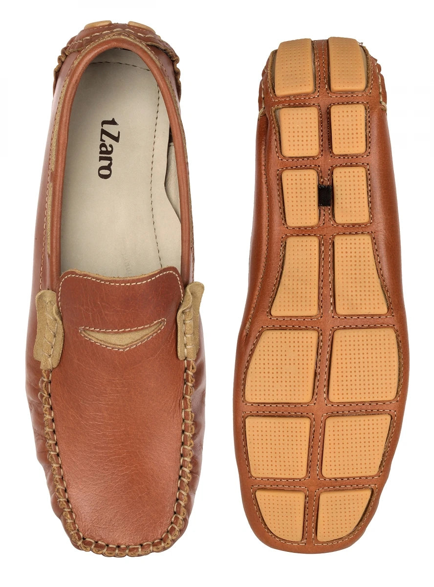 Pure Leather Tan Color Driving Shoes - STN2347TN14