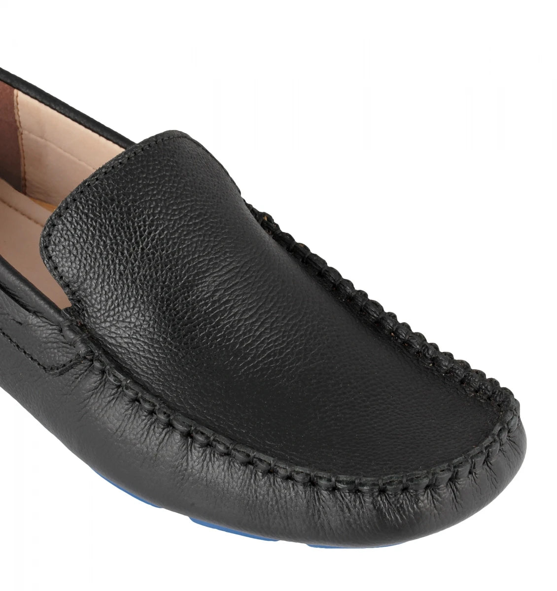 Pure Leather, Moc-toe Construction, Black Driving Shoe – TIM, ST2348CLBLK