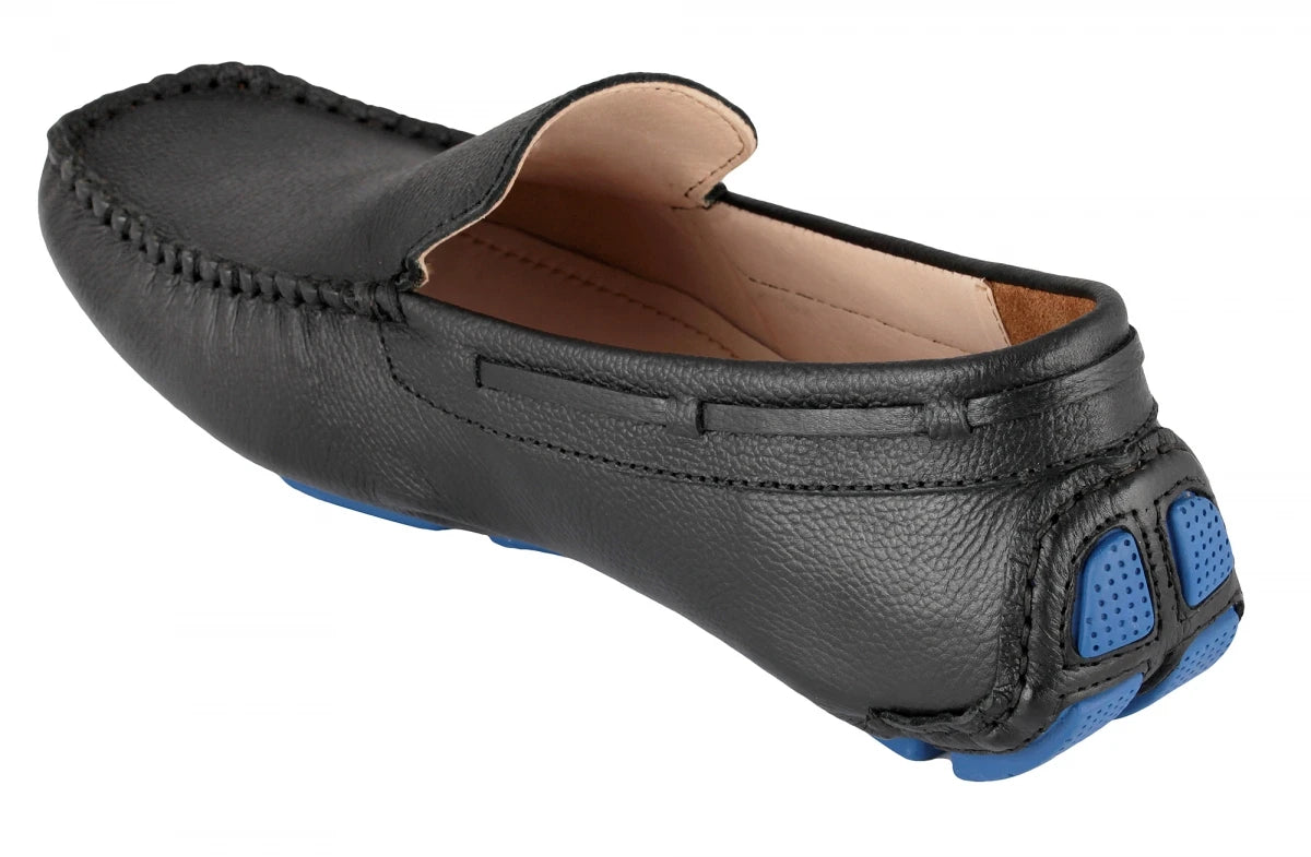 Pure Leather, Moc-toe Construction, Black Driving Shoe – TIM, ST2348CLBLK