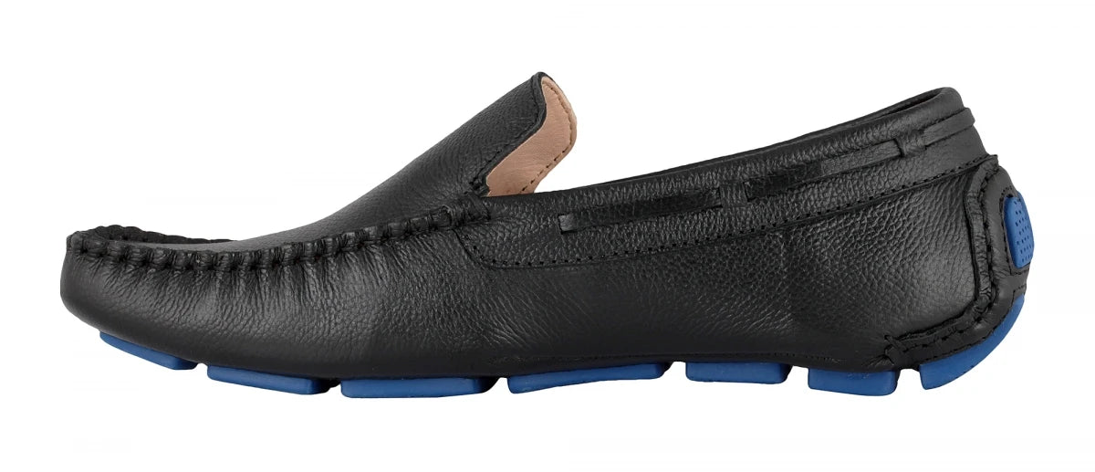Pure Leather, Moc-toe Construction, Black Driving Shoe – TIM, ST2348CLBLK