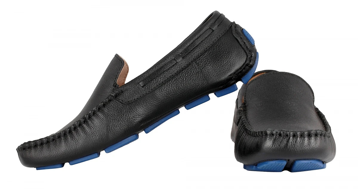 Pure Leather, Moc-toe Construction, Black Driving Shoe – TIM, ST2348CLBLK