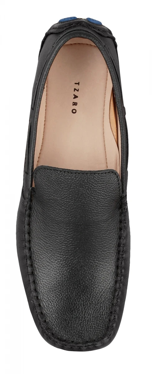 Pure Leather, Moc-toe Construction, Black Driving Shoe – TIM, ST2348CLBLK