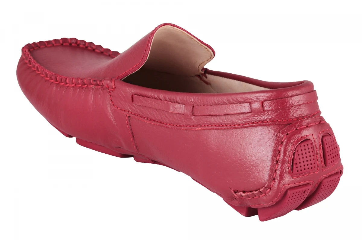 TZARO Genuine Leather Burgundy Driving Shoes - Cabernet, STN2349CLRED