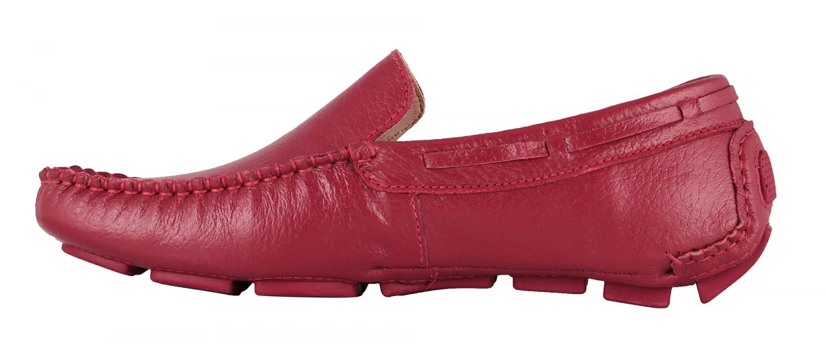 TZARO Genuine Leather Burgundy Driving Shoes - Cabernet, STN2349CLRED