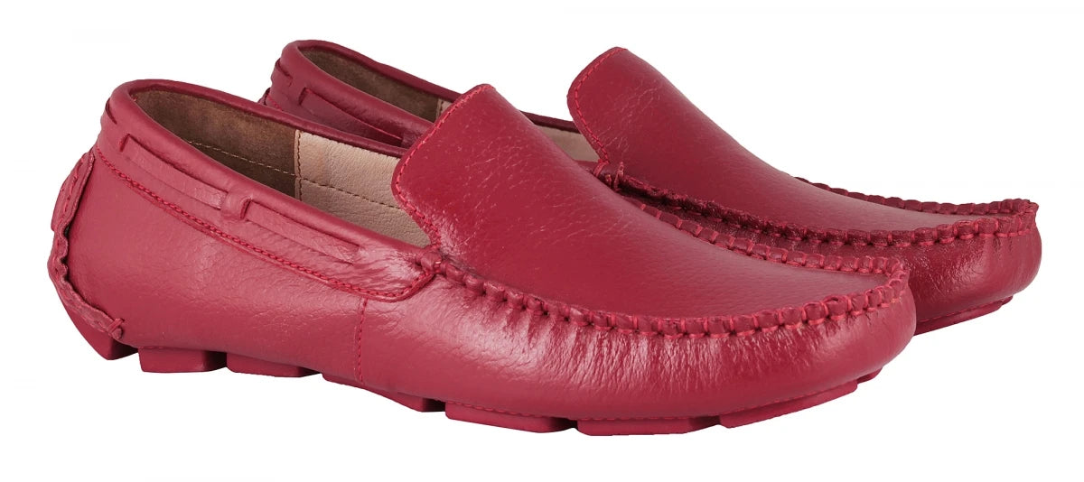 TZARO Genuine Leather Burgundy Driving Shoes - Cabernet, STN2349CLRED