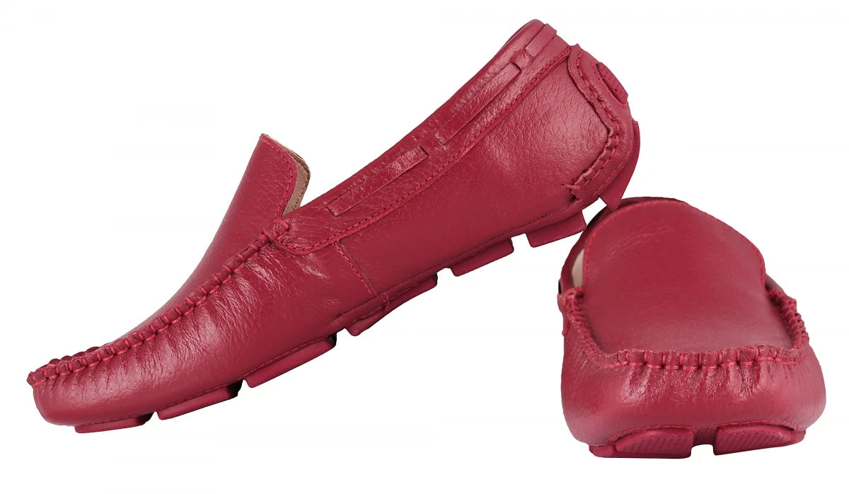 TZARO Genuine Leather Burgundy Driving Shoes - Cabernet, STN2349CLRED