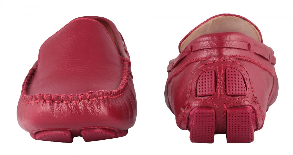 TZARO Genuine Leather Burgundy Driving Shoes - Cabernet, STN2349CLRED