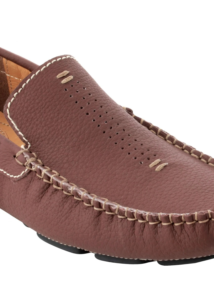 Pure Leather Maroon Driving Shoes - STN23504MRN