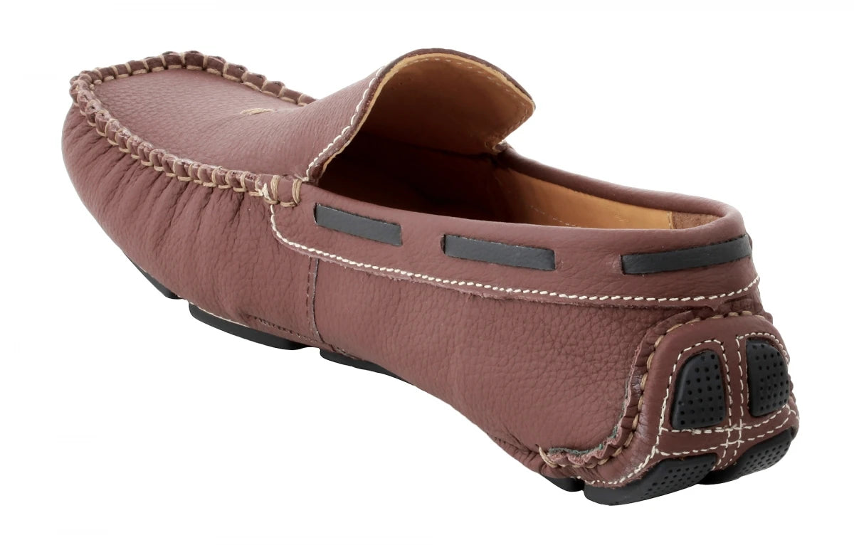 Pure Leather Maroon Driving Shoes - STN23504MRN