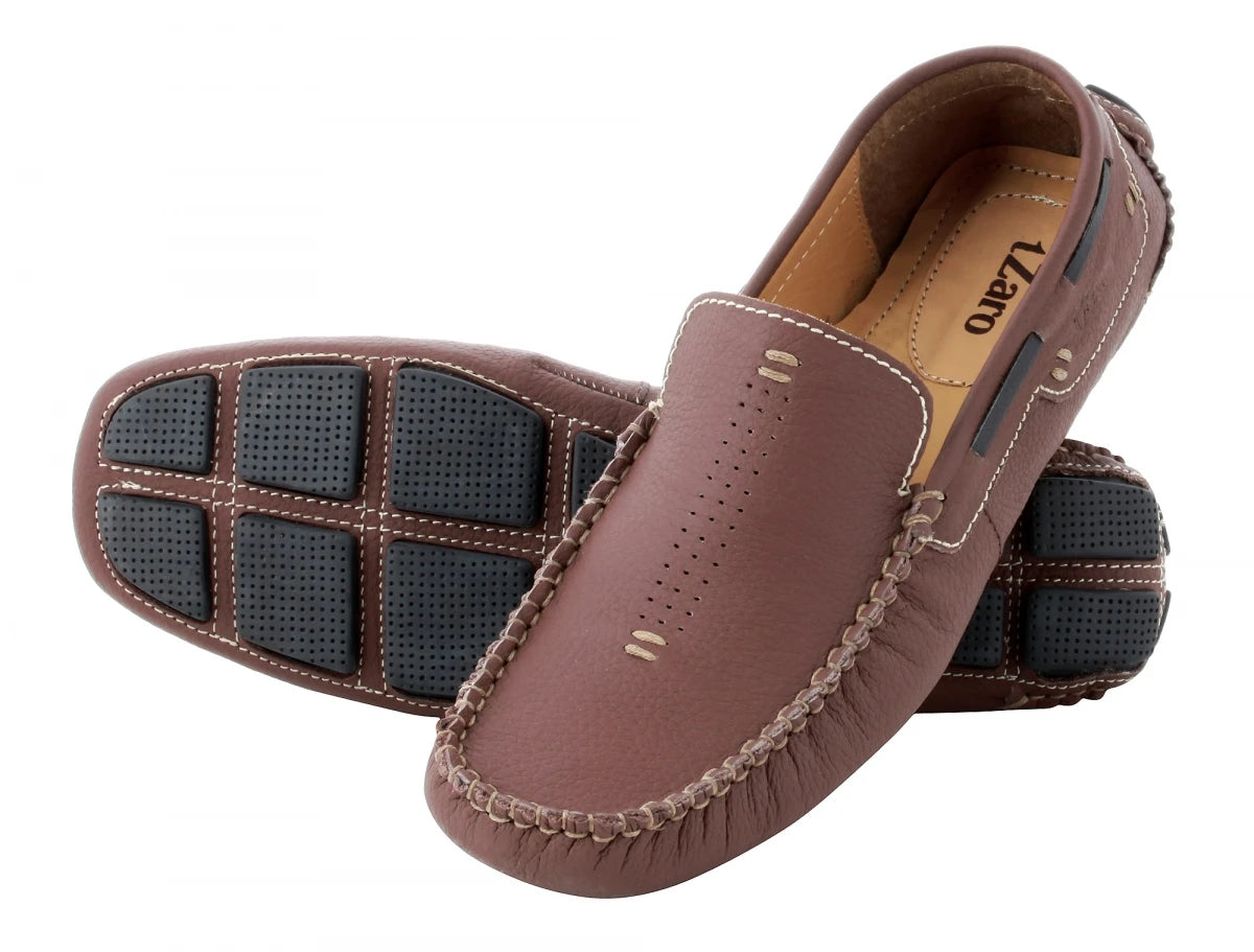Pure Leather Maroon Driving Shoes - STN23504MRN
