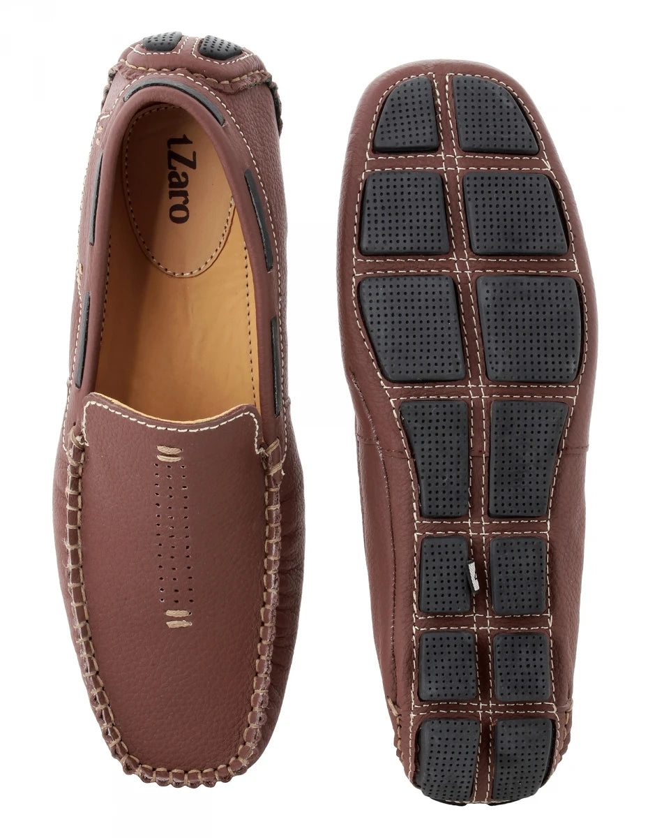 Pure Leather Maroon Driving Shoes - STN23504MRN