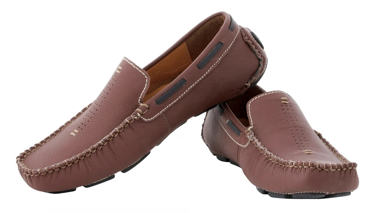 Pure Leather Maroon Driving Shoes - STN23504MRN