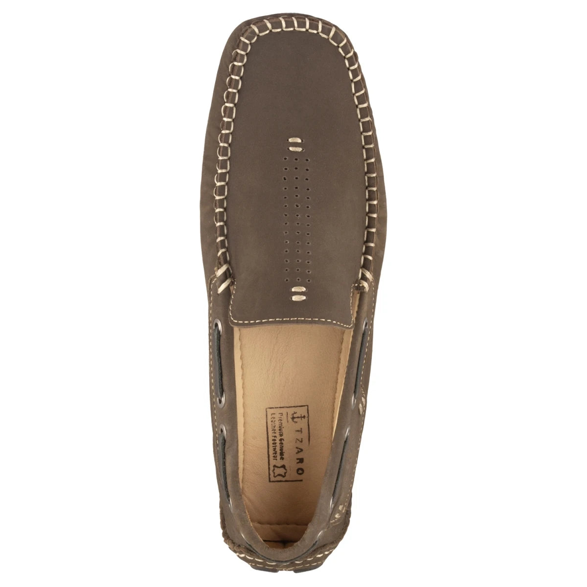 TZARO Pure Leather Dark Olive Green Driving Shoes - STN2353NUDOLV