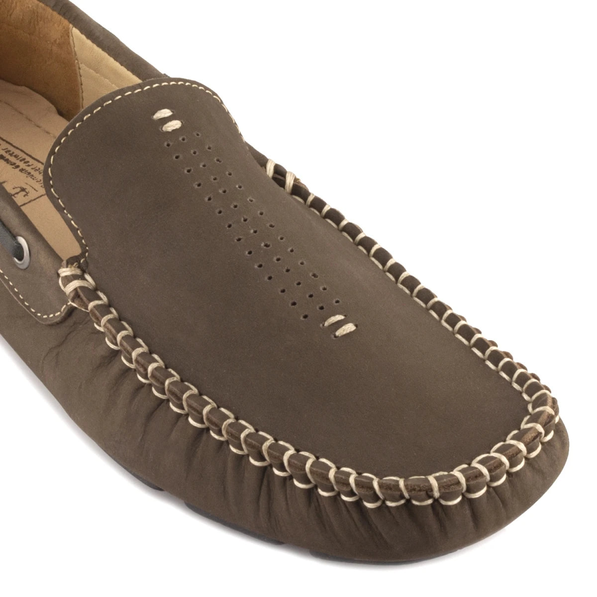 TZARO Pure Leather Dark Olive Green Driving Shoes - STN2353NUDOLV