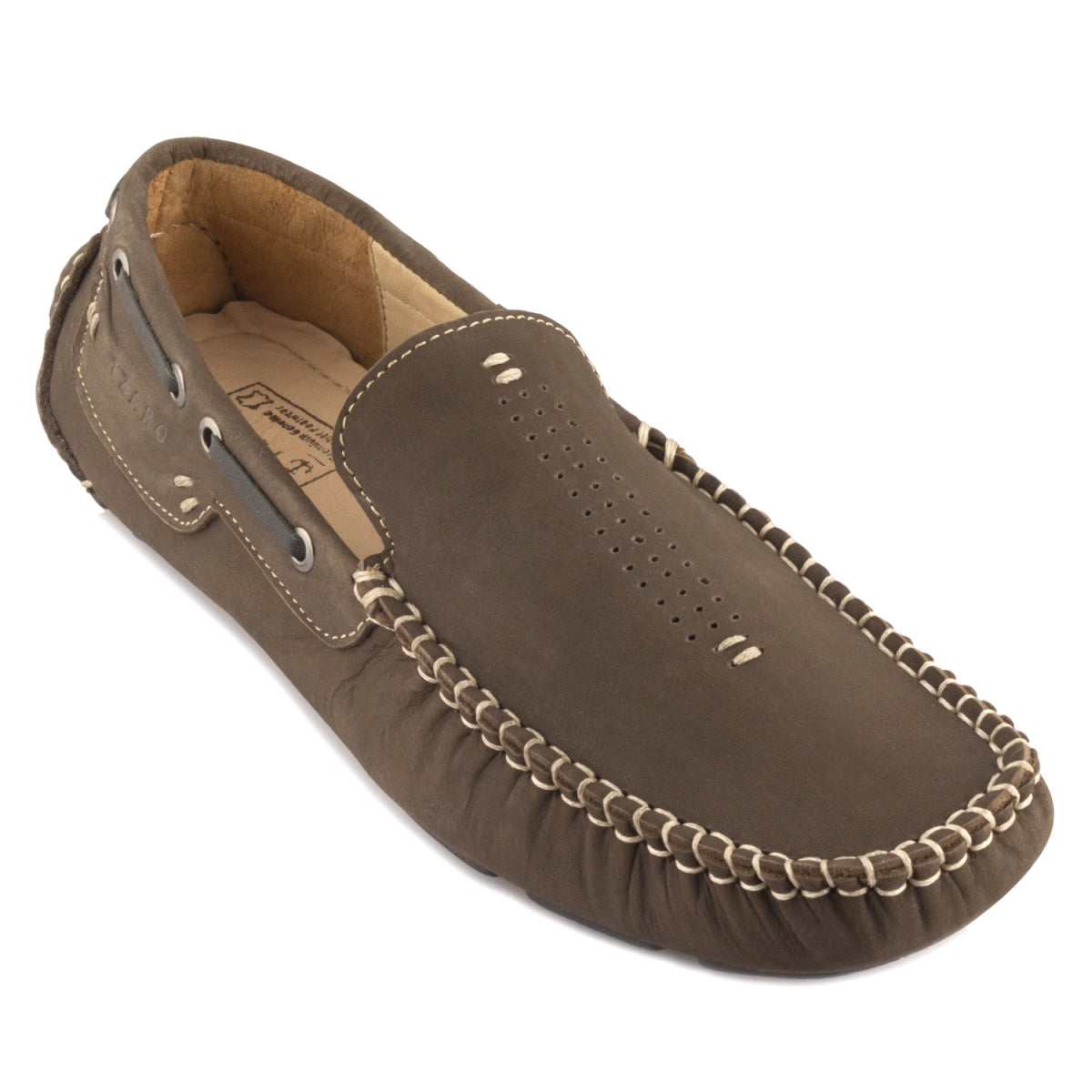 TZARO Pure Leather Dark Olive Green Driving Shoes - STN2353NUDOLV