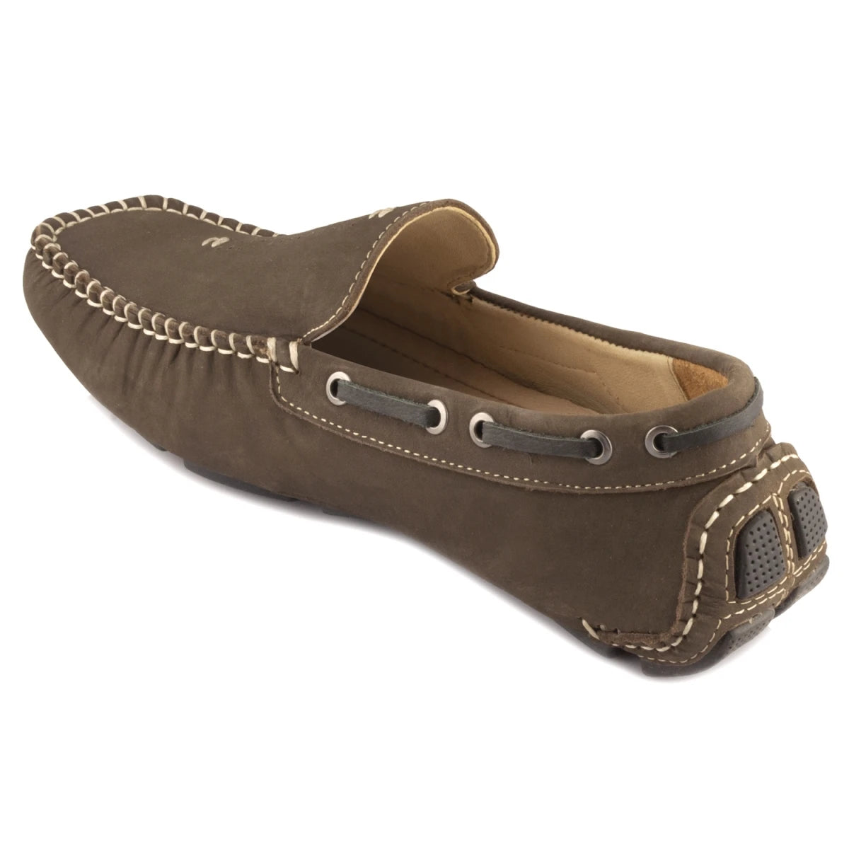 TZARO Pure Leather Dark Olive Green Driving Shoes - STN2353NUDOLV