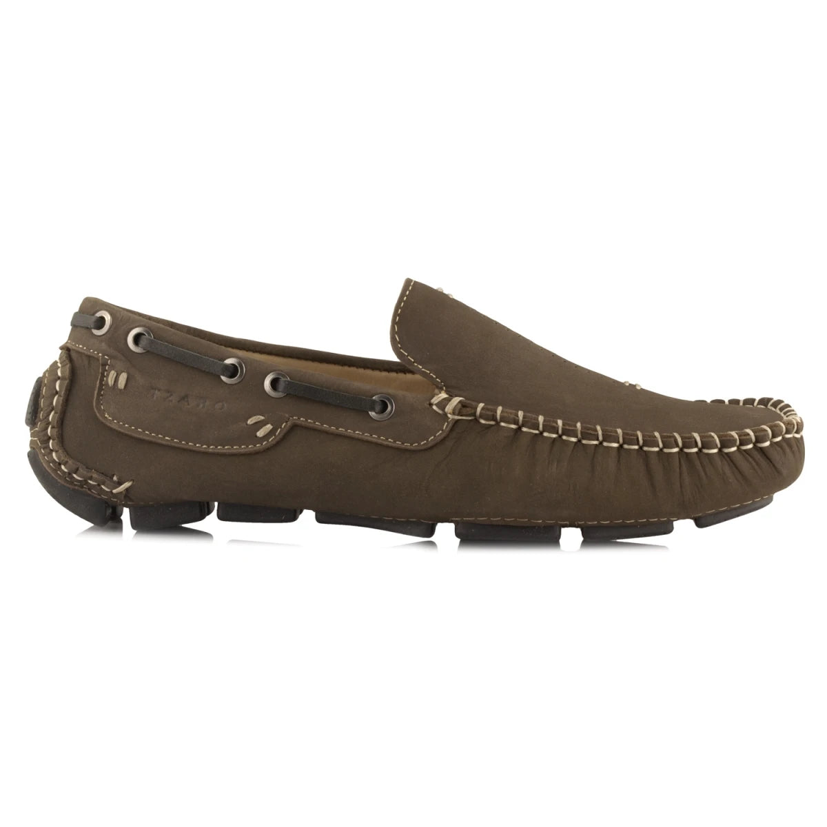 TZARO Pure Leather Dark Olive Green Driving Shoes - STN2353NUDOLV