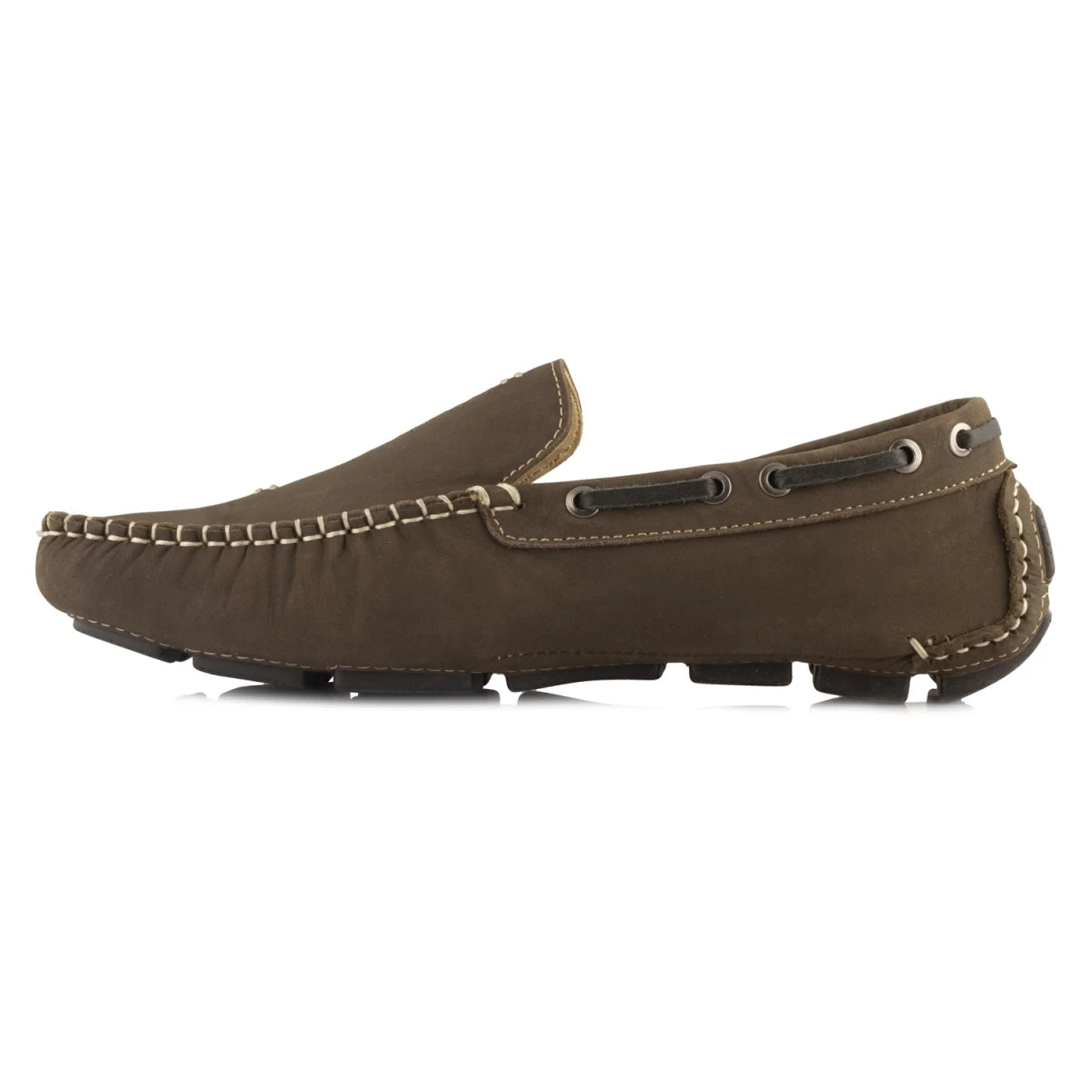 TZARO Pure Leather Dark Olive Green Driving Shoes - STN2353NUDOLV